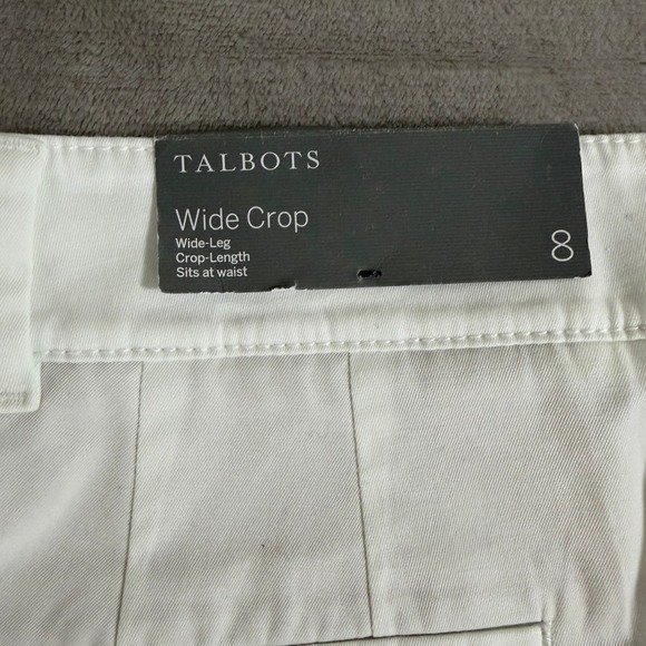 Talbots Wide Crop Pants Womens 8 White Wide Leg Cropped Trousers New - Picture 6 of 7